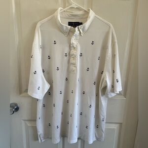Ralph Lauren Men's White Knit Oxford Polo Size 3XB Anchor Embroidered